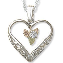 Black Hills Gold Lab Created White Sapphire Sterling Silver Necklace