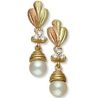 Black Hills Gold Diamonds & White Pearl Earrings