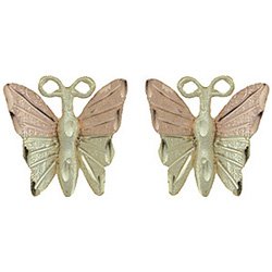 Black Hills Gold Earrings 4 Leaf Butterfly Post