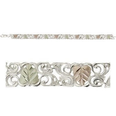 Black Hills Gold Bracelet On Swirling Sterling Silver 7 1/2"