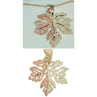Black Hills Gold Necklace Single Large Leaf Solid Gold