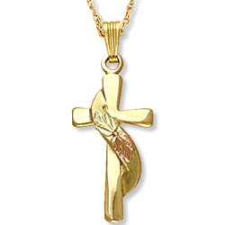Black Hills Gold Cross & Leaves Wrap Necklace