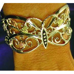 Black Hills Gold & Sterling Silver Butterfly Cuff Bracelet