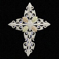Black Hills Gold Necklace Scrolls Of Sterling Silver Cross