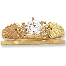 Black Hills Gold 7 Diamond Wedding Set .39 - 14 K
