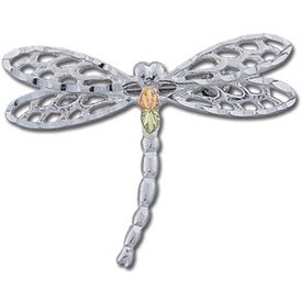 Black Hills Gold On Sterling Silver Dragonfly Brooch