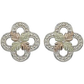 Black Hills Gold Earrings On Sterling Silver Fancy Post