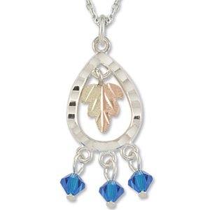 Black Hills Gold With Blue Swarovski Crystal Sterling Silver Necklace