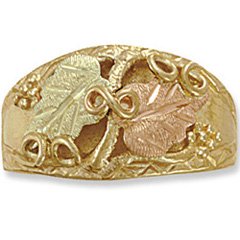 Black Hills Gold 3-D Leaves Infinity Vine Mens Ring