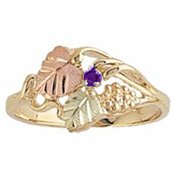 Black Hills Gold Ring Ladies Round Amethyst