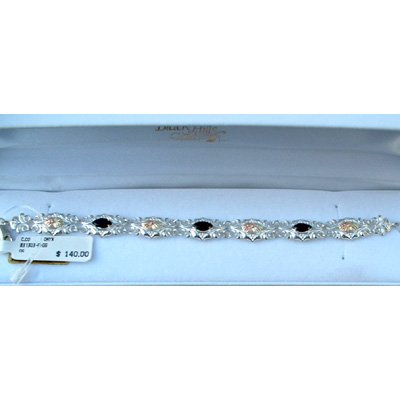 Black Hills Gold Bracelet Black Onyx Sterling Silver Link