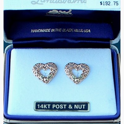 Black Hills Gold Pink Gold Heart Post Earrings