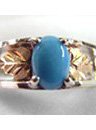 Black Hills Gold Ring Ladies Turquoise On Sterling Silver
