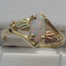 Black Hills Gold 7 X 4 mm Marquise Lab Created Opal Ladies Ring