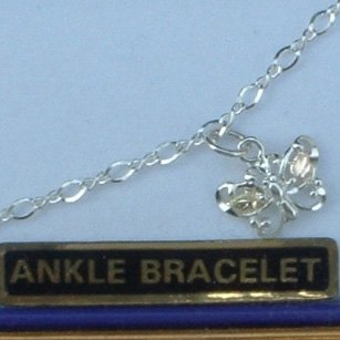 Black Hills Gold On Sterling Silver Butterfly Chain 10" Anklet