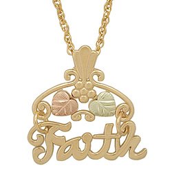 Black Hills Gold Pendant Necklace Leaves FAITH