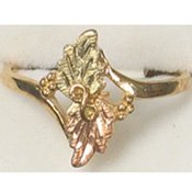 Black Hills Gold 2 Large Leaves And Vines Ladies Ring