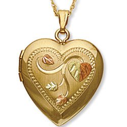 Black Hills Gold Leaves 10K Etched Heart Locket