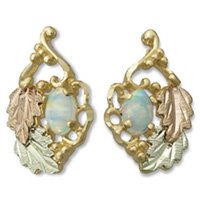 Black Hills Gold Leaves & Lab Created Opal Earrings