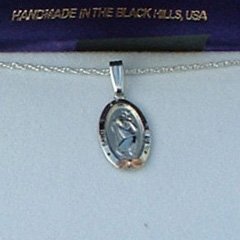 Black Hills Gold Sterling Silver St. Christopher Medal Necklace