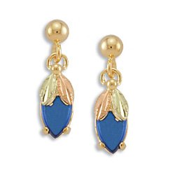 Black Hills Gold Synthetic Blue Spinel Nivet Post Earrings