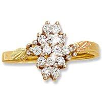 Black Hills Gold Diamond Cluster Ladies Ring .28 TDW