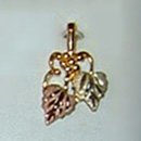 Black Hills Gold 2 Leaves & Grapes Pendant Necklace