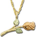 Black Hills Gold Single Rose Stem Necklace
