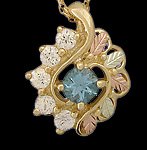 Black Hills Gold Necklace Blue Topaz & White Zircon