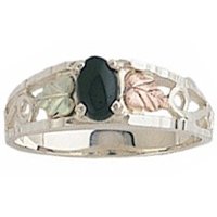 Black Hills Gold Ring Ladies Black Onyx On Sterling Silver