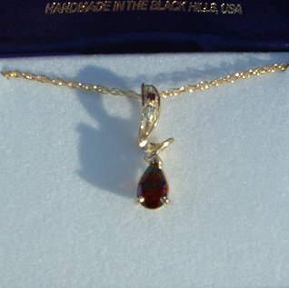 Black Hills Gold Leaves Swirl Garnet Necklace