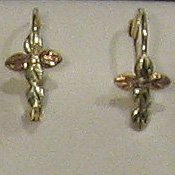 Black Hills Gold 5 Leaves Cross Leverback Earrings