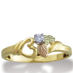 Black Hills Gold Diamond Heart Ladies Ring .05 TDW