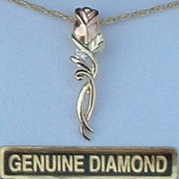 Black Hills Gold Diamond & Rose Necklace