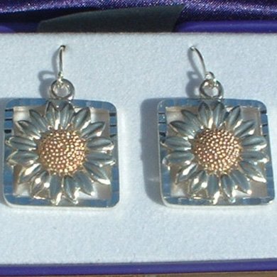 Black Hills Gold Sterling Silver Sunflower Earrings