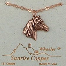 Sunrise Copper Necklace Horse Pendant