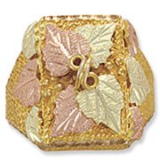 Black Hills Gold 10 Leaf Huge Mens Ring 1" Wide