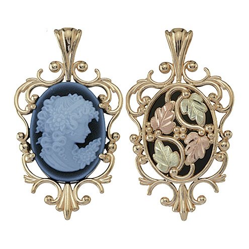Black Hills Gold necklace Agate Lady Cameo Reversible