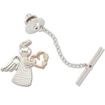 Black Hills Gold Sterling Silver Angel Heart Lapel Hat Tie Tack
