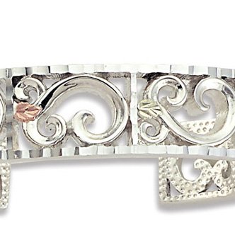 Black Hills Gold Leaves Sterling Silver Scroll Cuff Bracelet