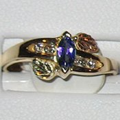 Black Hills Gold Diamonds & Amethyst Ladies Ring