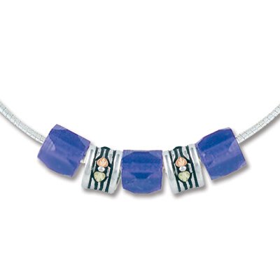 Black Hills Gold Silver Blue Glass Beads Necklace