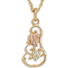 Black Hills Gold 2 Leaves Grapes & Vines Necklace Landstroms