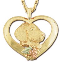 Black Hills Gold Dog In Heart Necklace Unisex