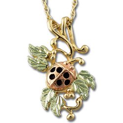 Black Hills Gold 6 Leaves Ladybug Pendant Necklace