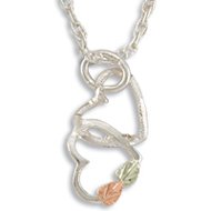 Black Hills Gold On Sterling Silver Dangling Hearts Necklace