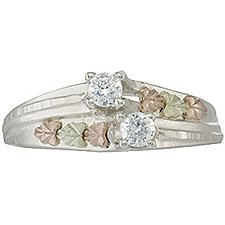 Black Hills Gold Ring Ladies 2 Cubic Zirconia Sterling Silver