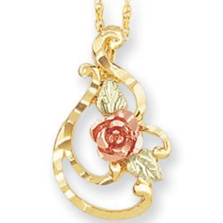 Black Hills Gold Rose Frilly Pendant Necklace