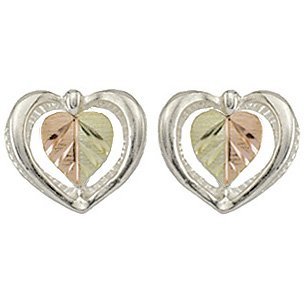 Black Hills Gold Earrings Hearts & Silver Post