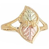 Black Hills Gold Ring Ladies Sharp 2 Leaves & Vines